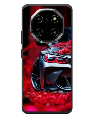 Чехол для Blackview Shark 6 с картинкой «Спортивная BMW и цветы»