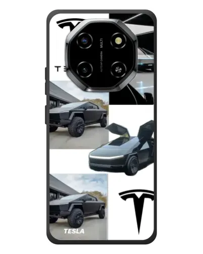 Чехол для Blackview Shark 6 с картинкой «Коллаж Cybertruck Tesla»