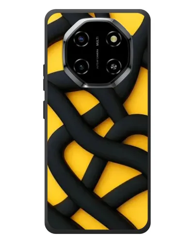 Чехол для Blackview Shark 6 с картинкой «Черное желтое переплетение»