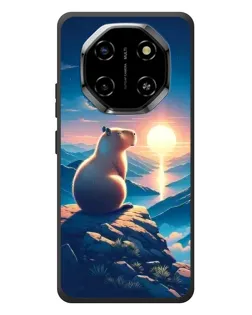Чехол для Blackview Shark 6 с картинкой «Закат солнца с капибарой»