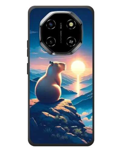 Чехол для Blackview Shark 6 с картинкой «Закат солнца с капибарой»