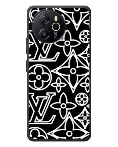Чехол для Blackview Shark 8 с картинкой «Черно-белый узор LV»