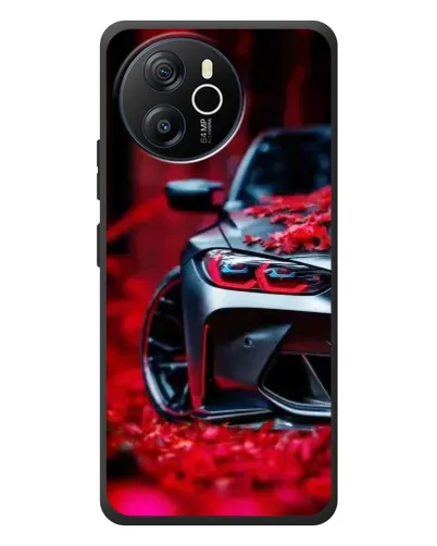 Чехол для Blackview Shark 8 с картинкой «Спортивная BMW и цветы»