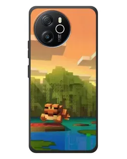 Чехол для Blackview Shark 8 с картинкой «Майнкрафт закат солнца»