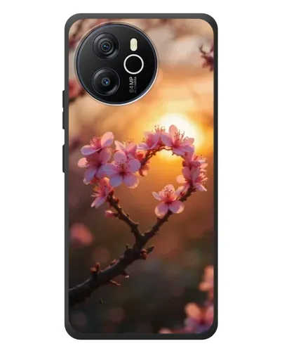 Чехол для Blackview Shark 8 с картинкой «Розовый цвет сердце на фоне заката»