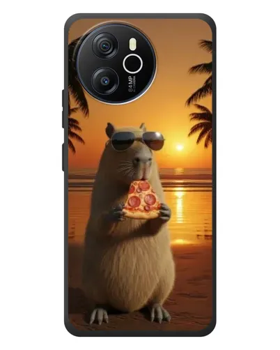 Чехол для Blackview Shark 8 с картинкой «Капибара с пиццей»