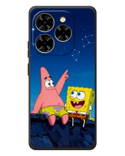 Чехол для Blackview Shark 9 с картинкой «Губка Боб и Патрик ночью»