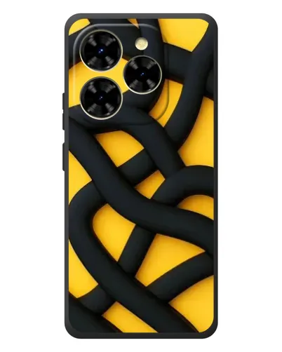 Чехол для Blackview Shark 9 с картинкой «Черное желтое переплетение»