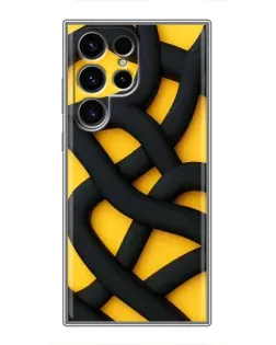 Чехол для Blackview Wave 2C с картинкой «Черное желтое переплетение»
