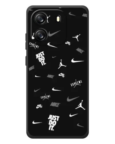 Чехол для Blackview Wave 6C с картинкой «Nike Black Pattern»