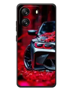 Чехол для Blackview Wave 6C с картинкой «Спортивная BMW и цветы»
