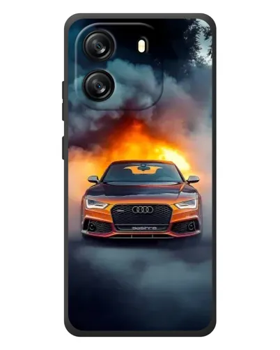 Чехол для Blackview Wave 6C с картинкой «Audi в огненном дыму»