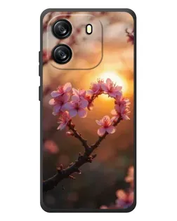 Чохол для Blackview Wave 6C з картинкою «Рожевий цвіт  сердечко на тлі заходу»