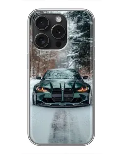 Чехол для Blackview Wave 9C с картинкой «BMW в зимнем лесу»