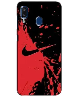 Чехол для Samsung Galaxy a20 2019 (A205F) с картинкой «Красные брызги Nike»