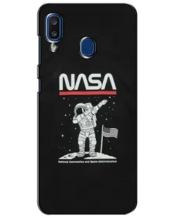 Чехол для Samsung Galaxy a20 2019 (A205F) с картинкой «NASA — шагаем по Луне»