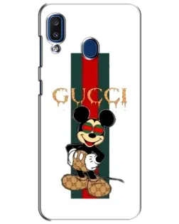 Чехол для Samsung Galaxy a20 2019 (A205F) с картинкой «Микки Маус Gucci — полосы»