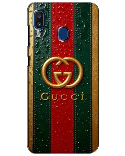 Чохол для Samsung Galaxy a20 2019 (A205F) з картинкою «Gucci — фірмова смуга та золото» Чохол для Samsung Galaxy a20 2019 (A205F) з картинкою «Gucci — фірмова смуга та золото»