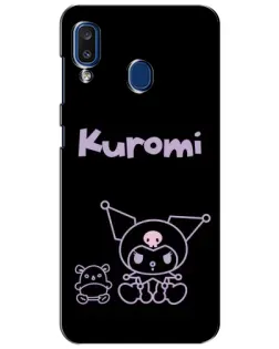 Чехол для Samsung Galaxy a20 2019 (A205F) с картинкой «Kuromi — черный минимализм»