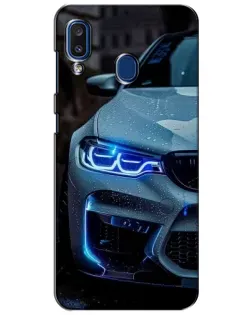 Чехол для Samsung Galaxy a20 2019 (A205F) с картинкой «Взгляд BMW с синими фарами»