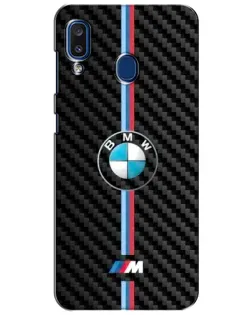 Чехол для Samsung Galaxy a20 2019 (A205F) с картинкой «Эмблема BMW и карбон»
