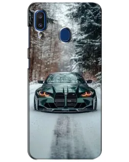 Чехол для Samsung Galaxy a20 2019 (A205F) с картинкой «BMW в зимнем лесу»
