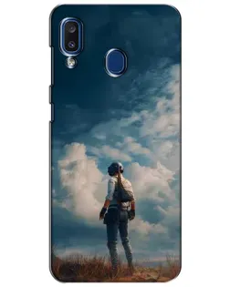 Чехол для Samsung Galaxy a20 2019 (A205F) с картинкой «Герой PUBG на скале»