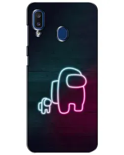 Чехол для Samsung Galaxy a20 2019 (A205F) с картинкой «Among Us неон-арт»
