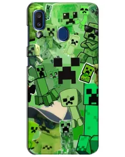 Чехол для Samsung Galaxy a20 2019 (A205F) с картинкой «Криперы Minecraft»