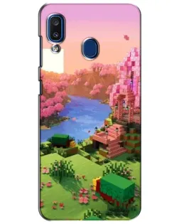 Чехол для Samsung Galaxy a20 2019 (A205F) с картинкой «Розовое дерево Minecraft»