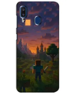 Чехол для Samsung Galaxy a20 2019 (A205F) с картинкой «Стив у башни»