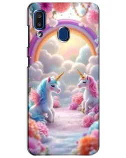 Чохол для Samsung Galaxy a20 2019 (A205F) з картинкою «Веселка і єдинороги»