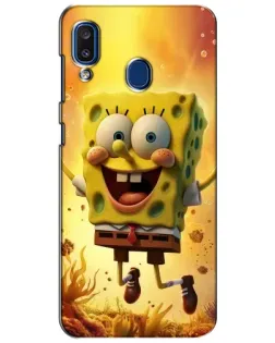 Чехол для Samsung Galaxy a20 2019 (A205F) с картинкой «Губка Боб прыгает»