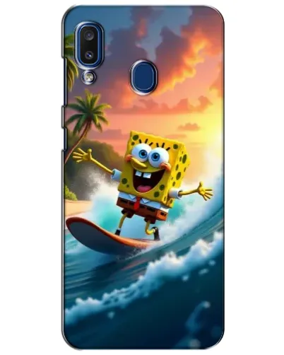 Чехол для Samsung Galaxy a20 2019 (A205F) с картинкой «Губка Боб серфингист» Чехол для Samsung Galaxy a20 2019 (A205F) с картинкой «Губка Боб серфингист»