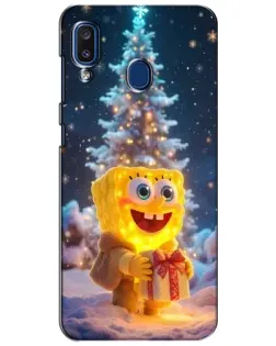 Чехол для Samsung Galaxy a20 2019 (A205F) с картинкой «Рождественский Спанч Боб»