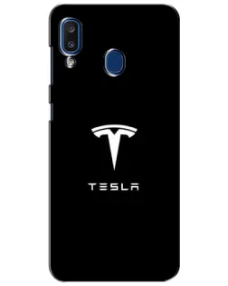 Чехол для Samsung Galaxy a20 2019 (A205F) с картинкой «Tesla White Logo»