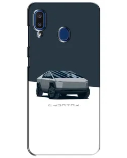 Чехол для Samsung Galaxy a20 2019 (A205F) с картинкой «Серебристый Cybertruck Tesla»