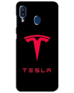 Чехол для Samsung Galaxy a20 2019 (A205F) с картинкой «Tesla Red Logo»