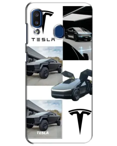 Чехол для Samsung Galaxy a20 2019 (A205F) с картинкой «Коллаж Cybertruck Tesla» Чехол для Samsung Galaxy a20 2019 (A205F) с картинкой «Коллаж Cybertruck Tesla»