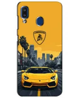 Чехол для Samsung Galaxy a20 2019 (A205F) с картинкой «Желтый Lamborghini город»