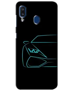 Чехол для Samsung Galaxy a20 2019 (A205F) с картинкой «Голубой силуэт Lamborghini»