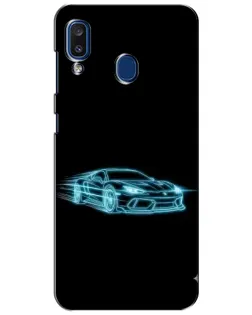 Чехол для Samsung Galaxy a20 2019 (A205F) с картинкой «Неоновый контур Lamborghini»