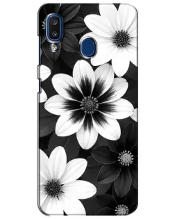 Чехол для Samsung Galaxy a20 2019 (A205F) с картинкой «Монохромные астры»