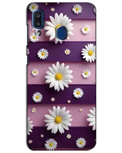 Чехол для Samsung Galaxy a20 2019 (A205F) с картинкой «Ромашки на фиолетовом»