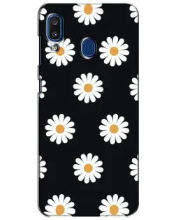Чехол для Samsung Galaxy a20 2019 (A205F) с картинкой «Ромашки на черном»