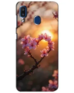 Чехол для Samsung Galaxy a20 2019 (A205F) с картинкой «Розовый цвет сердце на фоне заката»