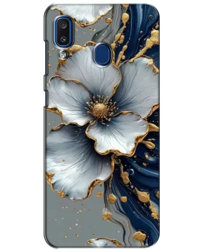 Чехол для Samsung Galaxy a20 2019 (A205F) с картинкой «Белый цветок и золотой флюид» Чехол для Samsung Galaxy a20 2019 (A205F) с картинкой «Белый цветок и золотой флюид»