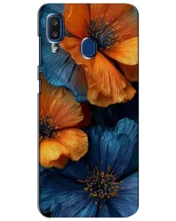 Чехол для Samsung Galaxy a20 2019 (A205F) с картинкой «Яркая сине-оранжевая флора»