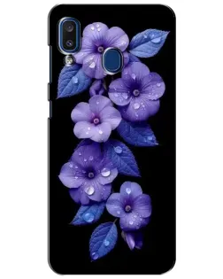 Чехол для Samsung Galaxy a20 2019 (A205F) с картинкой «Фиолетовые цветы с росою»