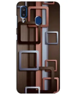 Чехол для Samsung Galaxy a20 2019 (A205F) с картинкой «Коричневые объемные квадраты»